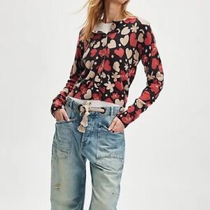 #190 NWT Free People Nocturnal Patterned Cardi in Retro Combp